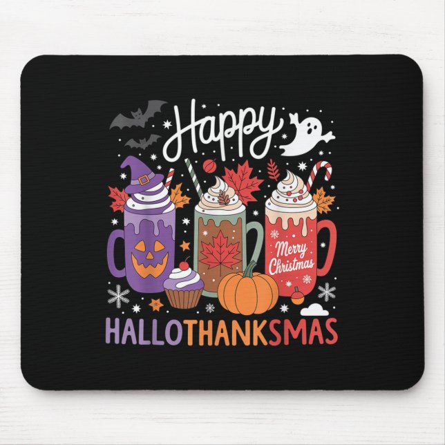 Fröhliches Hallothanksmas Kaffee Lover Halloween Mousepad (Vorne)