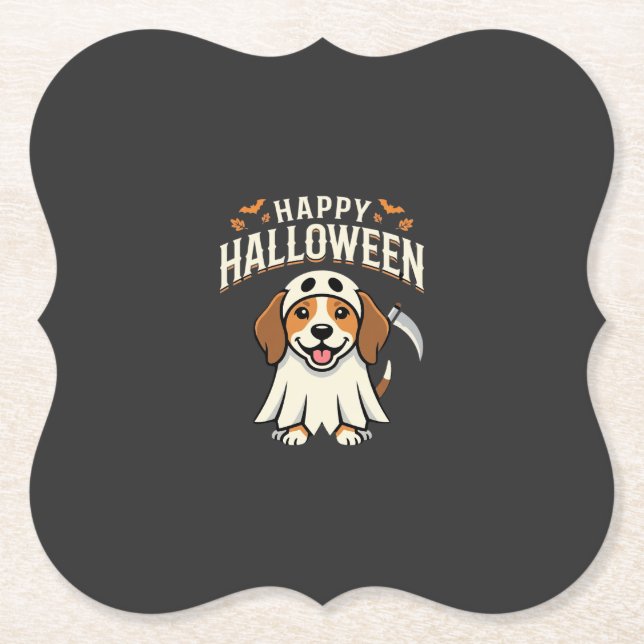 Fröhliches Halloween Beagle Hund Design_1 Untersetzer (Vorderseite)