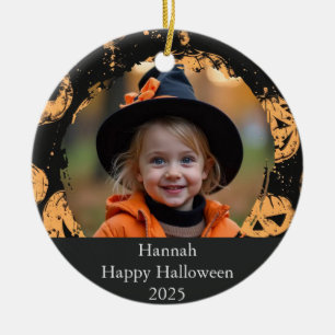 Fröhliches Halloween Benutzerdefinierte Orange Kür Keramik Ornament