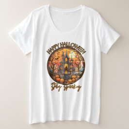 Fröhliches Halloween, bleibe spöttisch, Burg Große Größe T-Shirt