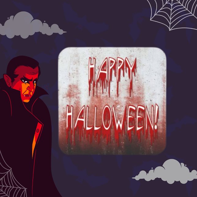 Fröhliches Halloween-Blood-Sticker leidet Quadratischer Aufkleber (Suffering Happy Halloween Blood Stained Sticker)