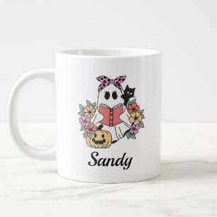 Fröhliches Halloween Blumiges süßes Geistermonogra Jumbo-Tasse