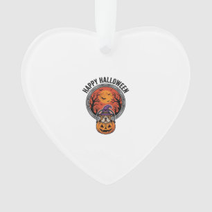 Fröhliches Halloween Bulldogge Hexe Kürbis Vintage Ornament
