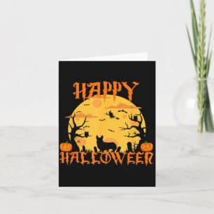 Fröhliches Halloween Corgi Hund schwarze Katze Vol Karte