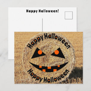 Fröhliches Halloween Farmer Rancher Hey Süßes oder Postkarte