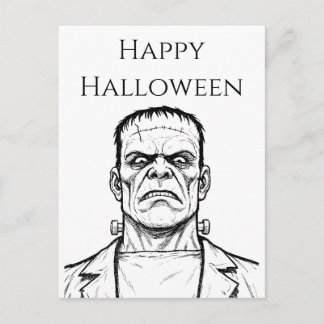 Fröhliches Halloween Frankenstein Postkarte