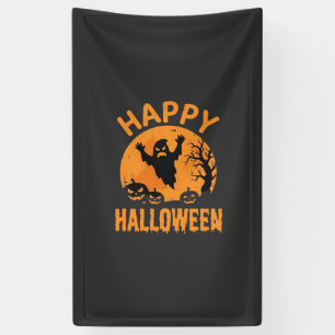 Fröhliches Halloween-Geist-Kürbis-Vektordesign Banner