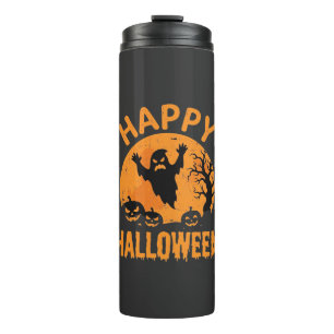 Fröhliches Halloween-Geist-Kürbis-Vektordesign Thermosbecher