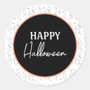 Fröhliches Halloween-Geister-Süßigkeiten-Hand-Lett Runder Aufkleber
