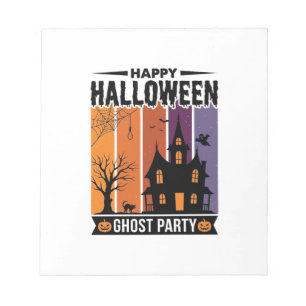 Fröhliches Halloween-Geisterparty-Spookhaus-Shirt Notizblock