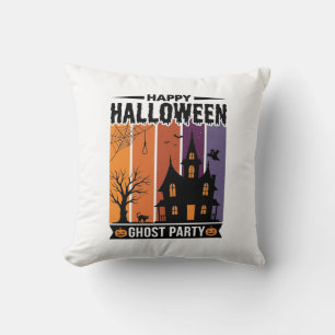 Fröhliches Halloween-Geisterparty-Spukhaus-Shirt D Kissen