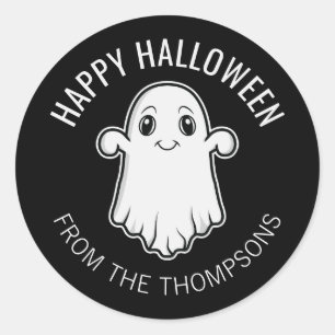 Fröhliches Halloween-Gespenst lächelnd benutzerdef Runder Aufkleber