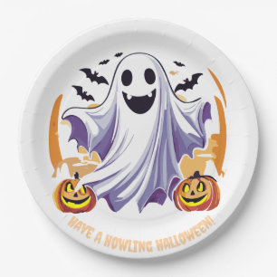 Fröhliches Halloween-Gespenst Pappteller
