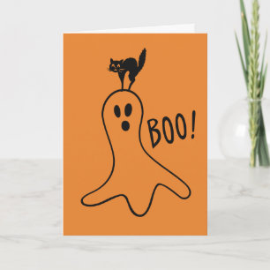 Fröhliches Halloween Gespenst Schwarze Katze Cute  Karte