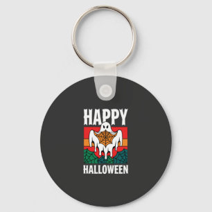 Fröhliches Halloween Gespenst Spinnennetz Retro Schlüsselanhänger