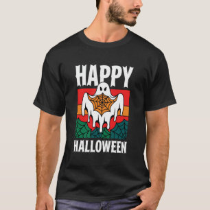 Fröhliches Halloween Gespenst Spinnennetz Retro T-Shirt