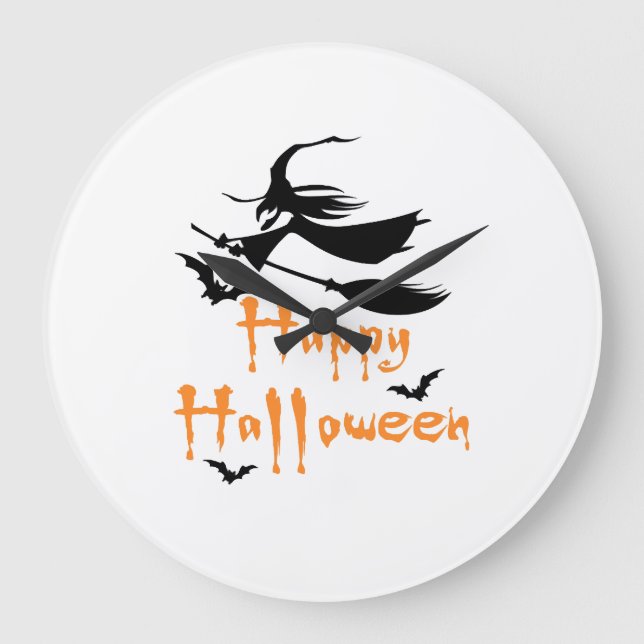 Fröhliches Halloween Große Wanduhr (Vorderseite)