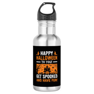 Fröhliches Halloween Grusel-Hexenhaus-Zitat Edelstahlflasche