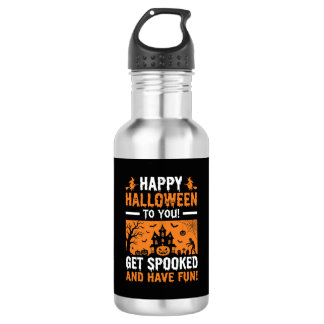 Fröhliches Halloween Grusel-Hexenhaus-Zitat Edelstahlflasche