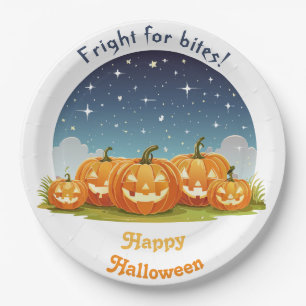 Fröhliches Halloween Grusel-Kürbisfeld Pappteller