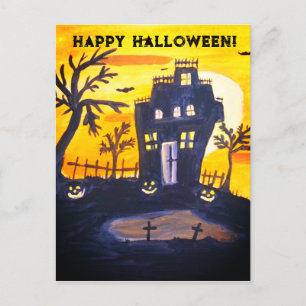 Fröhliches Halloween Gruselige Fledermäuse Wasserf Postkarte
