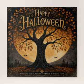 Fröhliches Halloween Gruseliger Baum Vollmond Goth