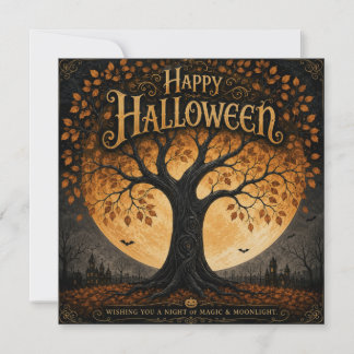 Fröhliches Halloween Gruseliger Baum Vollmond Goth Karte