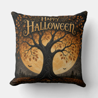 Fröhliches Halloween Gruseliger Baum Vollmond Goth Kissen