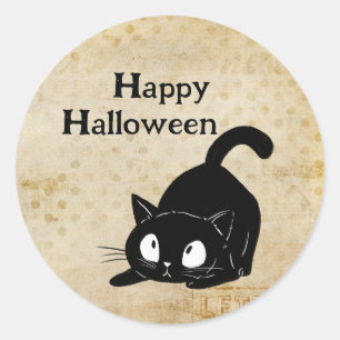 Fröhliches Halloween Gruseliges Vintage Schwarzes Runder Aufkleber