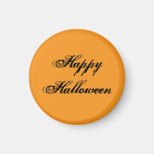Fröhliches Halloween Handschrift-Magnet (Orange & Magnet