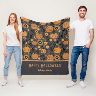 Fröhliches Halloween Herbst Kürbis Familienname Fleecedecke