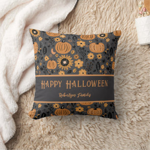 Fröhliches Halloween Herbst Kürbis Familienname Kissen