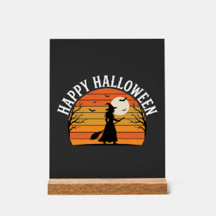 Fröhliches Halloween Hexe Sonnenuntergang Design_1 Acrylschild
