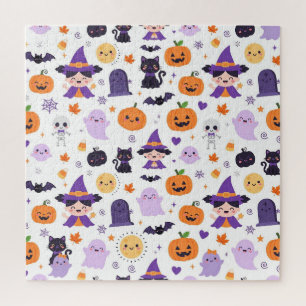 Fröhliches Halloween Hexen Geister Katzen Fledermä