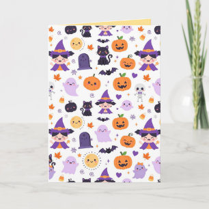 Fröhliches Halloween Hexen Geister Katzen Fledermä Dankeskarte