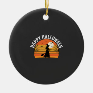 Fröhliches Halloween Hexen Sonnenuntergang Design_ Keramik Ornament