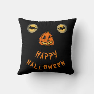 Fröhliches Halloween Hexenaugen und Kürbisnase Kissen