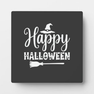 Fröhliches Halloween Hexenhut Besen Design Fotoplatte