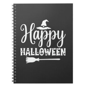 Fröhliches Halloween Hexenhut Besen Design Notizblock