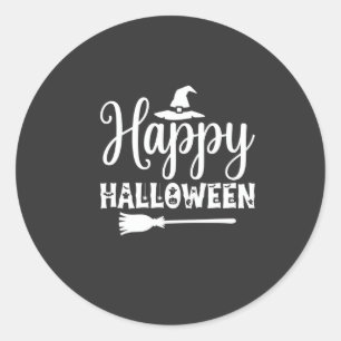 Fröhliches Halloween Hexenhut Besen Design Runder Aufkleber