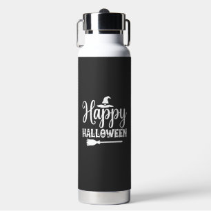Fröhliches Halloween Hexenhut Besen Design Trinkflasche