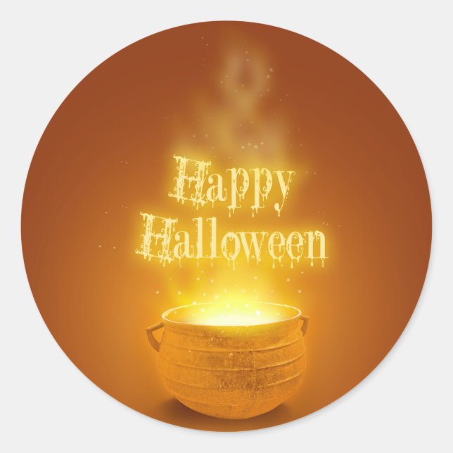 Fröhliches Halloween-Hexenkalender Runder Aufkleber (Vorderseite)