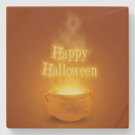 Fröhliches Halloween-Hexenkalender Steinuntersetzer