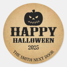 Fröhliches Halloween-Jack-O-Lantern Brown Paper Runder Aufkleber