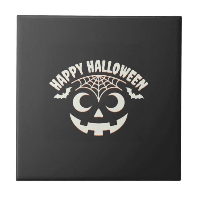 Fröhliches Halloween Jack-O-Lantern-Gesicht Design Fliese (Vorderseite)