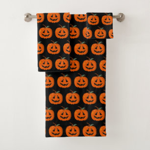 Fröhliches Halloween Jack O Lantern Illustrative K Badhandtuch Set