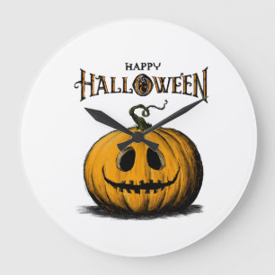 Fröhliches Halloween Jack O'Lantern Erwachsener Or Große Wanduhr