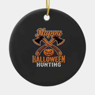Fröhliches Halloween-Jagd gekreuzte Äxte Kürbis Keramik Ornament