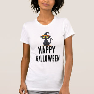 Fröhliches Halloween-Katze-T-Shirt Süßes, grusel T-Shirt