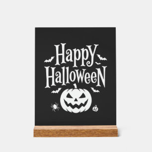 Fröhliches Halloween Kürbis Fledermaus Spinne Desi Acrylschild
